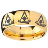 10mm Multiple Pester Master Masonic Dome Gold Tungsten Men's Engagement Ring