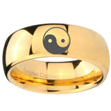 10mm Yin Yang Dome Gold Tungsten Carbide Wedding Band Ring