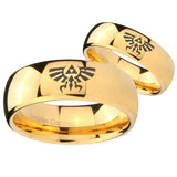 Bride and Groom Zelda Skyward Sword Dome Gold Tungsten Carbide Rings for Men Set