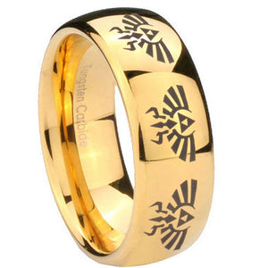 10mm Multiple Zelda Skyward Sword Dome Gold Tungsten Carbide Wedding Band Mens