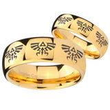 His Hers Multiple Zelda Skyward Sword Dome Gold Tungsten Engagement Ring Set