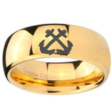 10mm Anchor Dome Gold Tungsten Carbide Mens Engagement Ring