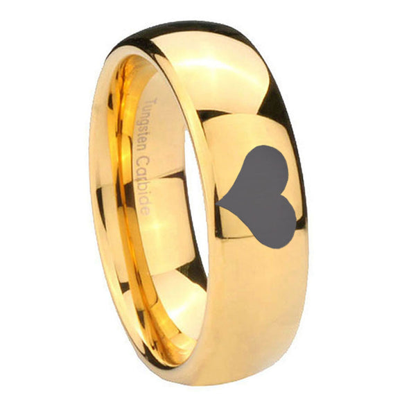 10mm Heart Dome Gold Tungsten Carbide Mens Wedding Ring
