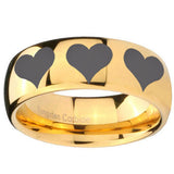 10mm Multiple Heart Dome Gold Tungsten Carbide Mens Engagement Band