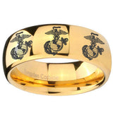 10mm Multiple Marine Dome Gold Tungsten Carbide Mens Wedding Ring
