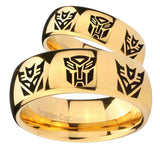 His Hers Transformers Autobot Decepticon Dome Gold Tungsten Mens Promise Ring Set