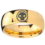 10mm Skull Dome Gold Tungsten Carbide Wedding Engagement Ring