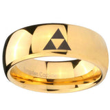 10mm Zelda Triforce Dome Gold Tungsten Carbide Mens Anniversary Ring