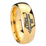 10MM Dome Air Force 14K Gold IP Shiny Tungsten Carbide Men's Ring