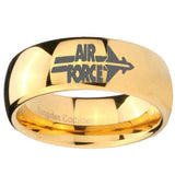 10MM Dome Air Force 14K Gold IP Shiny Tungsten Carbide Men's Ring