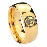 10mm U.S. Army Dome Gold Tungsten Carbide Wedding Band Mens