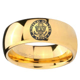 10mm U.S. Army Dome Gold Tungsten Carbide Wedding Band Mens