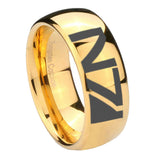 10mm N7 Design Dome Gold Tungsten Carbide Wedding Band Mens