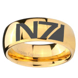 10mm N7 Design Dome Gold Tungsten Carbide Wedding Band Mens