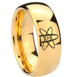 10mm American Atheist Dome Gold Tungsten Carbide Wedding Engraving Ring