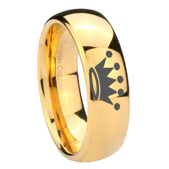 10mm Crown Dome Gold Tungsten Carbide Custom Ring for Men