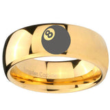 10mm 8 Ball Dome Gold Tungsten Carbide Mens Ring Engraved