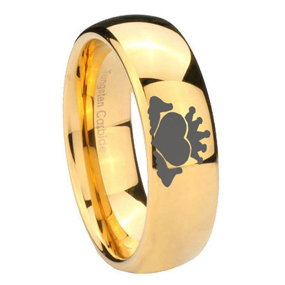 10mm Claddagh Design Dome Gold Tungsten Carbide Custom Ring for Men