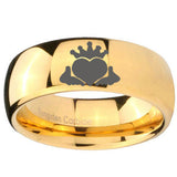 10mm Claddagh Design Dome Gold Tungsten Carbide Custom Ring for Men