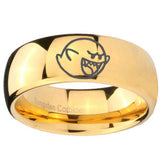 10mm Mario Boo Ghost Dome Gold Tungsten Carbide Wedding Band Mens