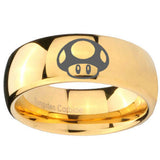 10mm Mario Mushroom Dome Gold Tungsten Carbide Wedding Band Mens