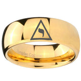 10mm Masonic Yod Dome Gold Tungsten Carbide Mens Engagement Band