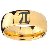 10mm Math Pi Dome Gold Tungsten Carbide Personalized Ring