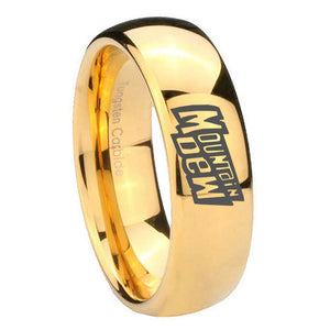 10mm Mountain Dew Dome Gold Tungsten Carbide Mens Wedding Ring