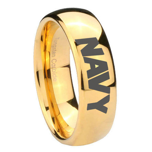 10mm Navy Dome Gold Tungsten Carbide Men's Engagement Band