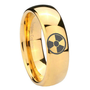 10mm Radiation Dome Gold Tungsten Carbide Custom Ring for Men