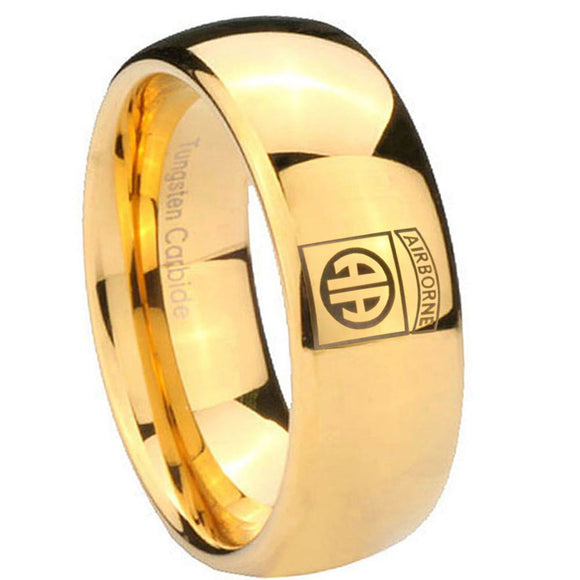 10mm Army Airborn Dome Gold Tungsten Carbide Custom Ring for Men