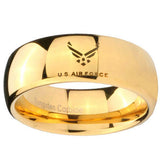 10MM Dome US Air Force 14K Gold IP Shiny Tungsten Carbide Men's Ring