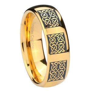 10mm Multiple Celtic Dome Gold Tungsten Carbide Wedding Engagement Ring