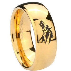 10mm Wolf Dome Gold Tungsten Carbide Men's Engagement Band