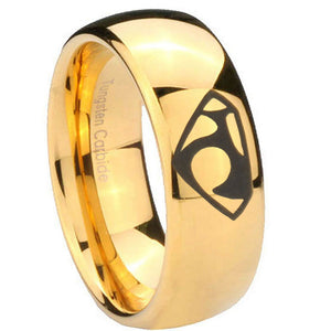 10mm House of Van Dome Gold Tungsten Carbide Mens Wedding Ring