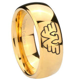 10mm Waylon Jennings Dome Gold Tungsten Carbide Personalized Ring