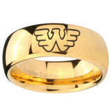 10mm Waylon Jennings Dome Gold Tungsten Carbide Personalized Ring