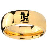 10mm Hatchet Man Dome Gold Tungsten Carbide Mens Anniversary Ring