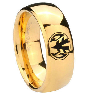 10mm Love Power Rangers Dome Gold Tungsten Carbide Mens Engagement Ring