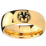 10mm Love Power Rangers Dome Gold Tungsten Carbide Mens Engagement Ring