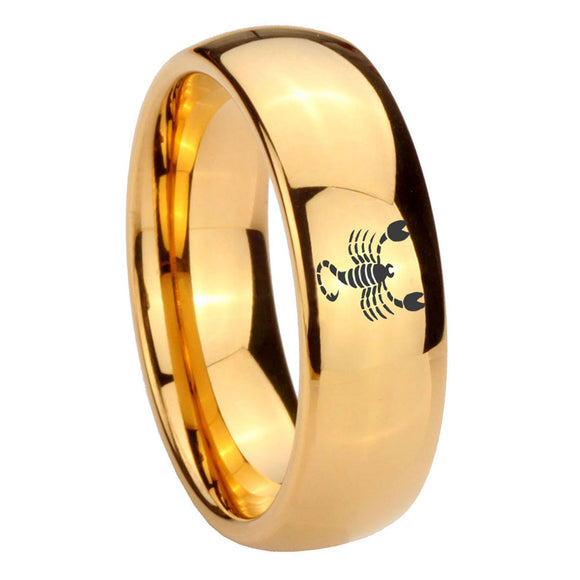 10mm Scorpio Zodiac Horoscope Dome Gold Tungsten Carbide Bands Ring
