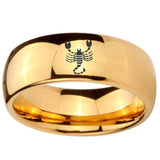 10mm Scorpio Zodiac Horoscope Dome Gold Tungsten Carbide Bands Ring