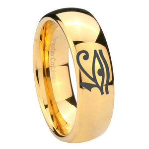 10mm Seeing Eye Dome Gold Tungsten Carbide Mens Wedding Ring