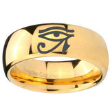 10mm Seeing Eye Dome Gold Tungsten Carbide Mens Wedding Ring