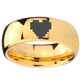 10MM Dome Zelda Heart 14K Gold IP Shiny Tungsten Carbide Men's Ring