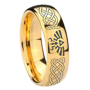 10mm Celtic Zelda Dome Gold Tungsten Carbide Men's Bands Ring