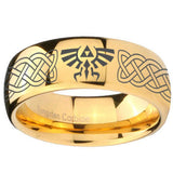 10mm Celtic Zelda Dome Gold Tungsten Carbide Men's Bands Ring