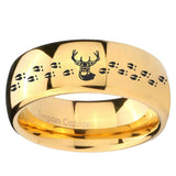 10mm Deer Antler Dome Gold Tungsten Carbide Wedding Band Mens