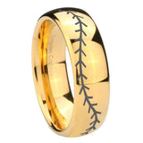 10mm Baseball Stitch Dome Gold Tungsten Carbide Men's Engagement Ring