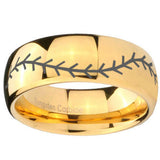 10mm Baseball Stitch Dome Gold Tungsten Carbide Men's Engagement Ring